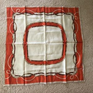 Brand new orange and cream 100% silk scarf